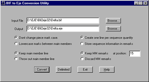 BIF to EJE Conversion Utility | Main Conversion Window