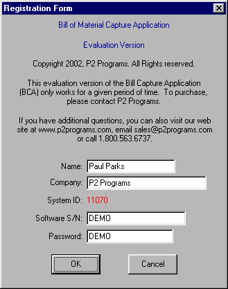 Bill Capture | Registration Window